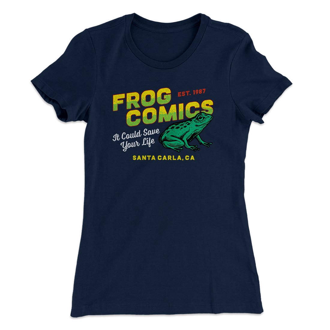 Frog Comics Women's T-Shirt Midnight Navy | Funny Shirt from Famous In Real Life