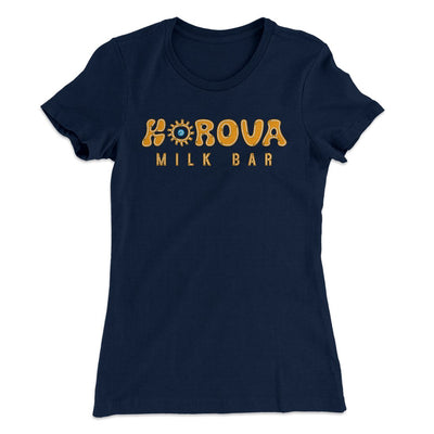 Korova Milk Bar Women's T-Shirt Midnight Navy | Funny Shirt from Famous In Real Life