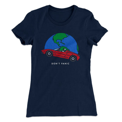 Don't Panic Women's T-Shirt Midnight Navy | Funny Shirt from Famous In Real Life