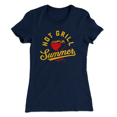 Hot Grill Summer Women's T-Shirt Solid Midnight Navy | Funny Shirt from Famous In Real Life