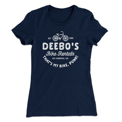 Deebo's Bike Rentals Women's T-Shirt Midnight Navy | Funny Shirt from Famous In Real Life