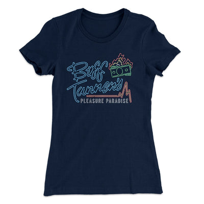 Biff Tannen's Pleasure Paradise Women's T-Shirt Midnight Navy | Funny Shirt from Famous In Real Life