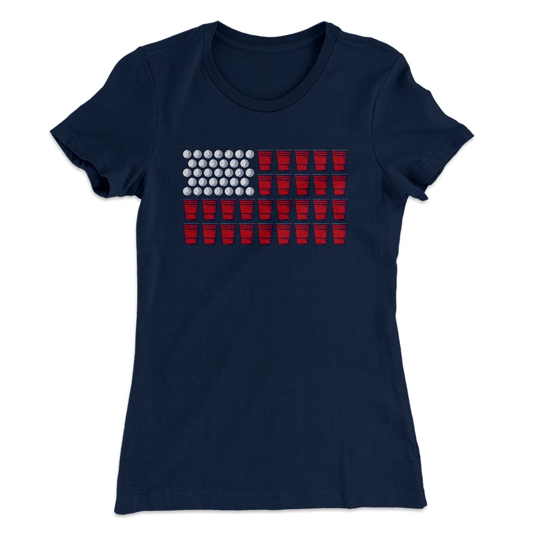 Beer Pong American Flag Women's T-Shirt | Funny Shirt from Famous In Real Life