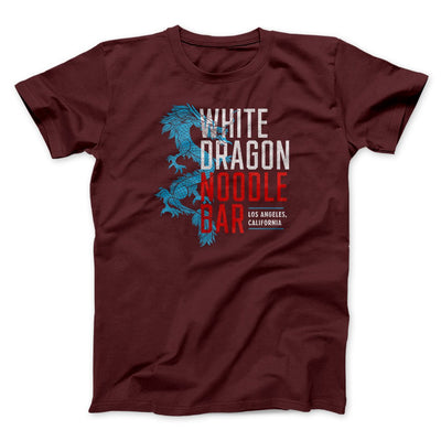 White Dragon Noodle Bar Men/Unisex T-Shirt Maroon | Funny Shirt from Famous In Real Life