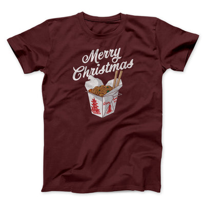 Merry Christmas Takeout Men/Unisex T-Shirt Heather Maroon | Funny Shirt from Famous In Real Life