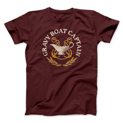Gravy Boat Captain Funny Thanksgiving Men/Unisex T-Shirt Heather Maroon | Funny Shirt from Famous In Real Life