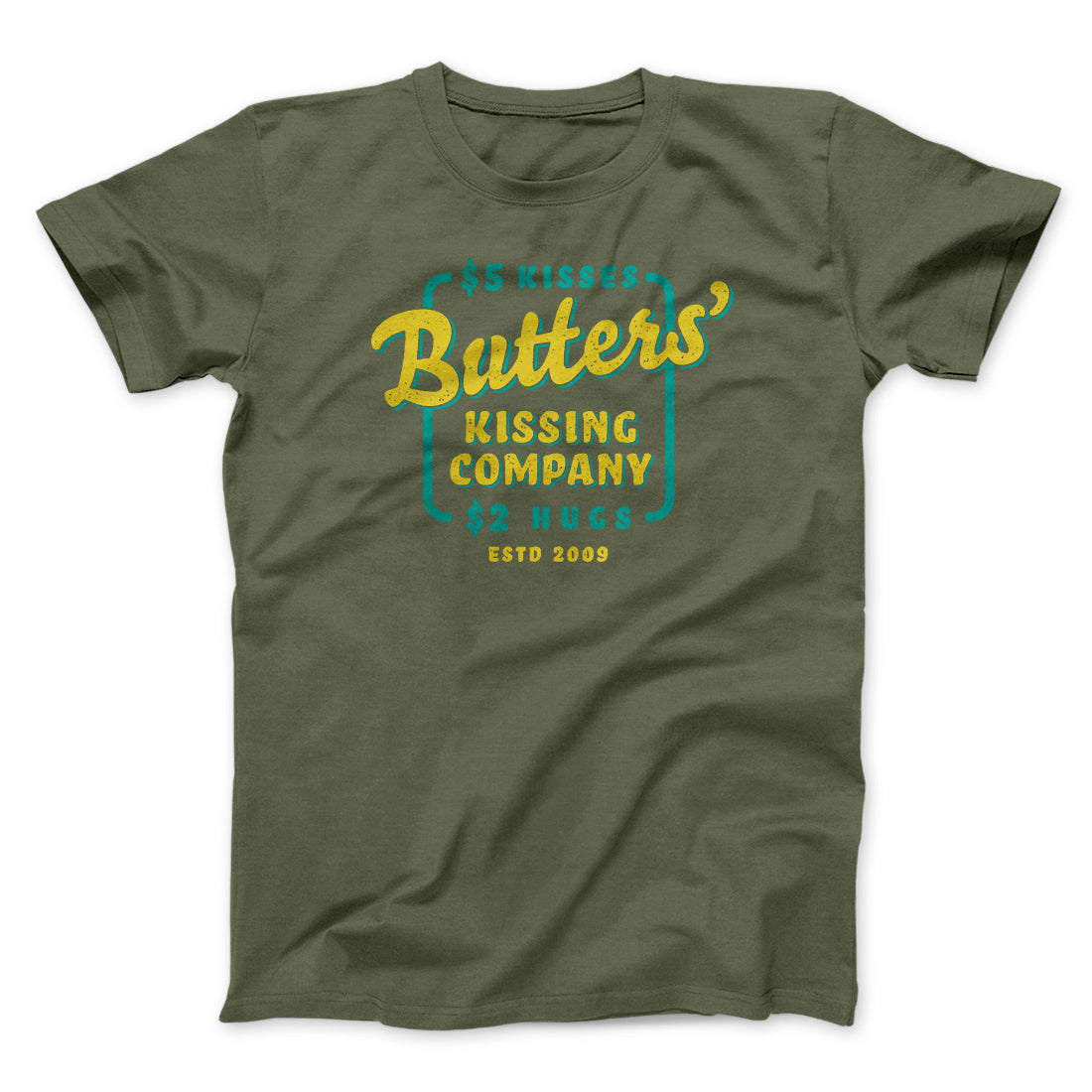 Butter's Kissing Company Men/Unisex T-Shirt Olive | Funny Shirt from Famous In Real Life