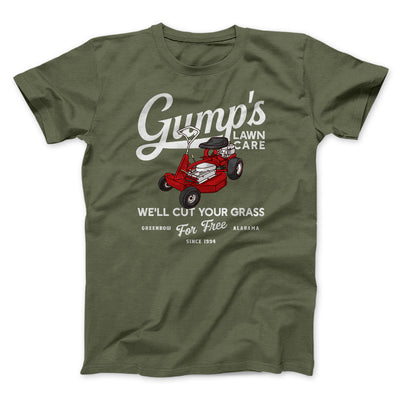 Gump's Lawn Service Funny Movie Men/Unisex T-Shirt Olive | Funny Shirt from Famous In Real Life