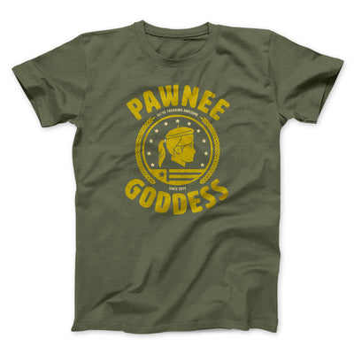 Pawnee Goddess Men/Unisex T-Shirt Olive | Funny Shirt from Famous In Real Life