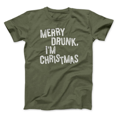 Merry Drunk I'm Christmas Men/Unisex T-Shirt Olive | Funny Shirt from Famous In Real Life