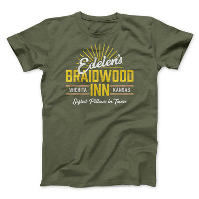 Edelen's Braidwood Inn Funny Movie Men/Unisex T-Shirt Olive | Funny Shirt from Famous In Real Life