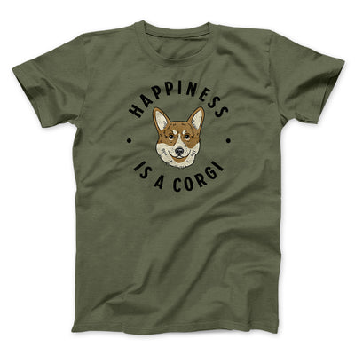 Happiness Is A Corgi Men/Unisex T-Shirt Heather Olive | Funny Shirt from Famous In Real Life
