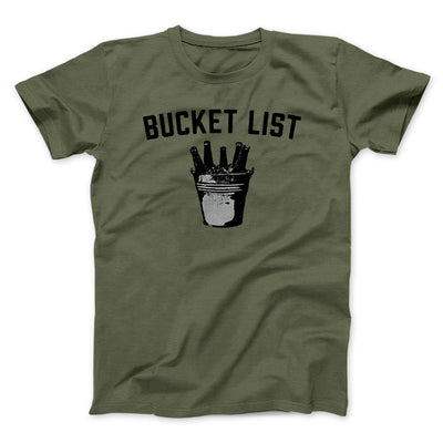 Bucket List Men/Unisex T-Shirt Heather Olive | Funny Shirt from Famous In Real Life