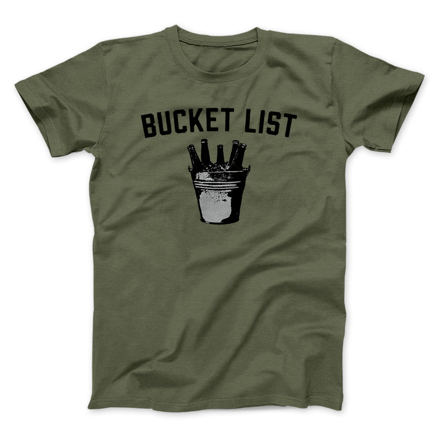 Bucket List Men/Unisex T-Shirt Heather Olive | Funny Shirt from Famous In Real Life