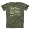 You Name It Funny Thanksgiving Men/Unisex T-Shirt Olive | Funny Shirt from Famous In Real Life