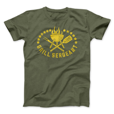 Grill Sergeant Men/Unisex T-Shirt Olive | Funny Shirt from Famous In Real Life