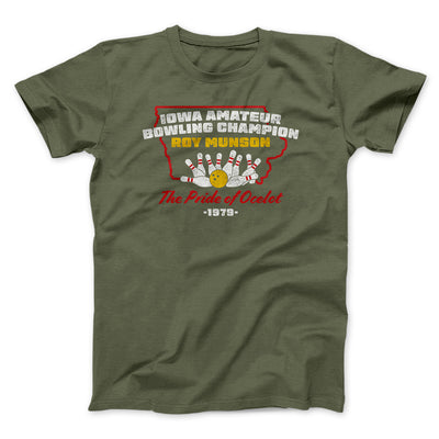 Iowa Amateur Bowling Champion Funny Movie Men/Unisex T-Shirt Olive | Funny Shirt from Famous In Real Life