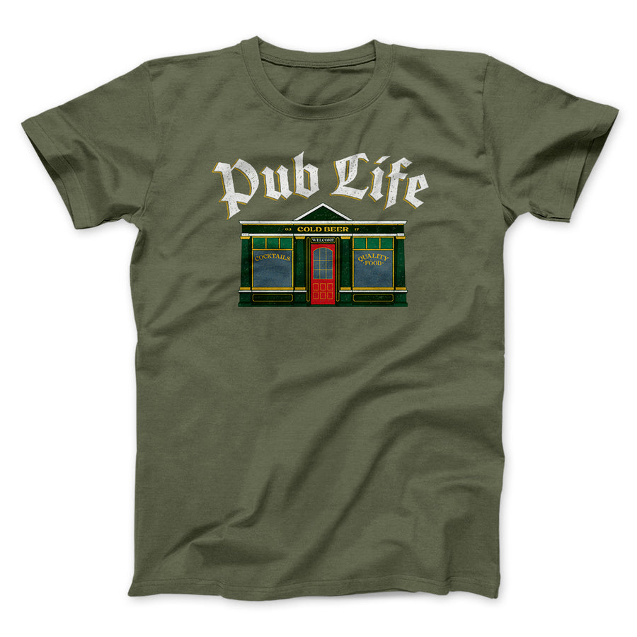 Pub Life Men/Unisex T-Shirt Heather Olive | Funny Shirt from Famous In Real Life