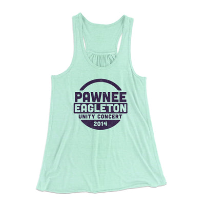Pawnee Eagleton Unity Concert Women's Flowey Tank Top Mint | Funny Shirt from Famous In Real Life