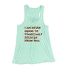 I Am Never Going To Financially Recover Women's Flowey Tank Top Mint | Funny Shirt from Famous In Real Life