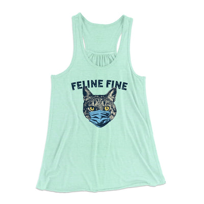 Feline Fine Women's Flowey Tank Top Mint | Funny Shirt from Famous In Real Life