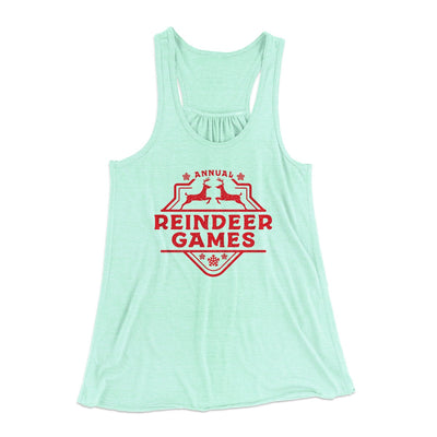 Reindeer Games Women's Flowey Racerback Tank Top Mint | Funny Shirt from Famous In Real Life