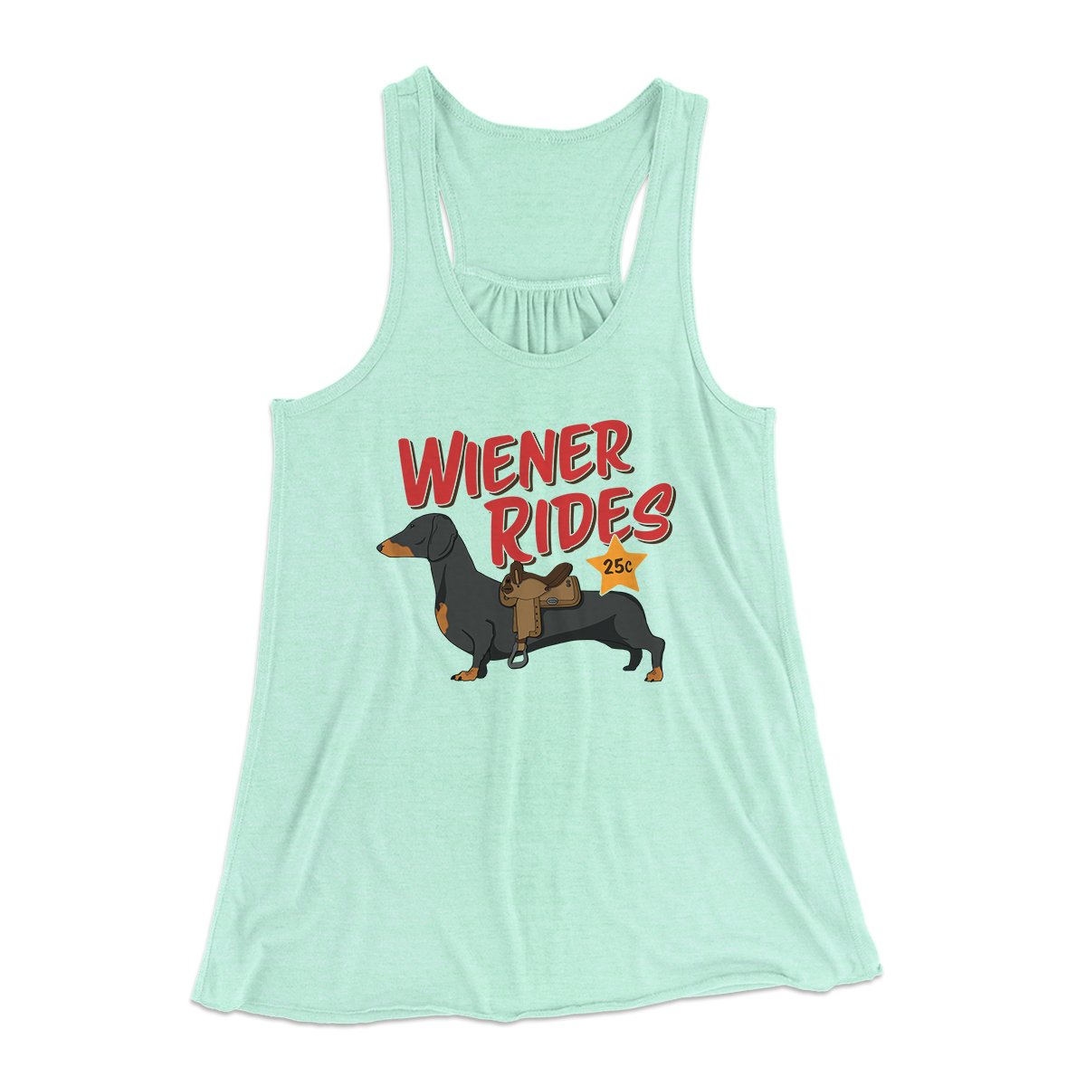 Wiener Rides Funny Women's Flowey Tank Top | Funny Shirt from Famous In Real Life