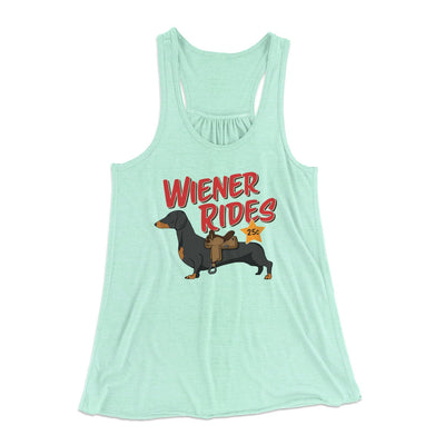 Wiener Rides Women's Flowey Tank Top Mint | Funny Shirt from Famous In Real Life