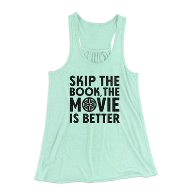 Skip The Book Women's Flowey Tank Top Mint | Funny Shirt from Famous In Real Life