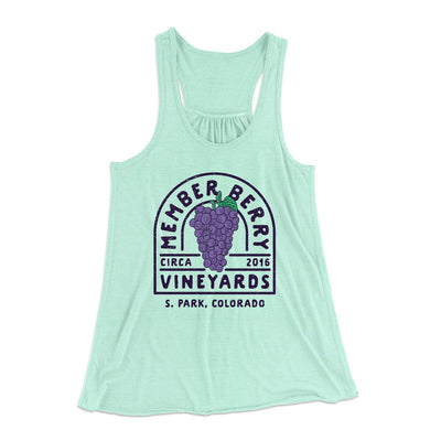 Member Berry Vineyards Women's Flowey Tank Top Mint | Funny Shirt from Famous In Real Life