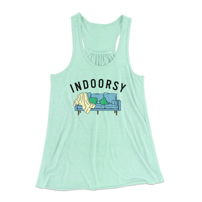 Indoorsy Women's Flowey Tank Top Mint | Funny Shirt from Famous In Real Life