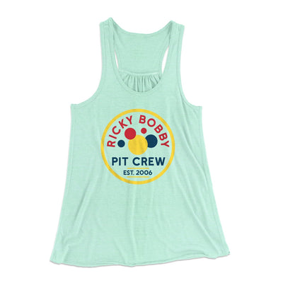 Ricky Bobby Pit Crew Women's Flowey Tank Top Mint | Funny Shirt from Famous In Real Life