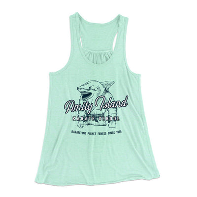 Amity Island Karate School Women's Flowey Tank Top Mint | Funny Shirt from Famous In Real Life