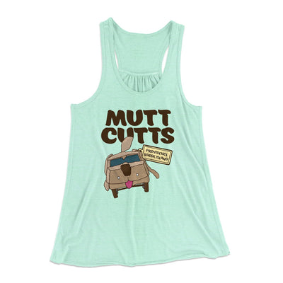 Mutt Cutts Women's Flowey Tank Top Mint | Funny Shirt from Famous In Real Life