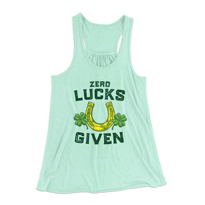 Zero Lucks Given Women's Flowey Tank Top Mint | Funny Shirt from Famous In Real Life