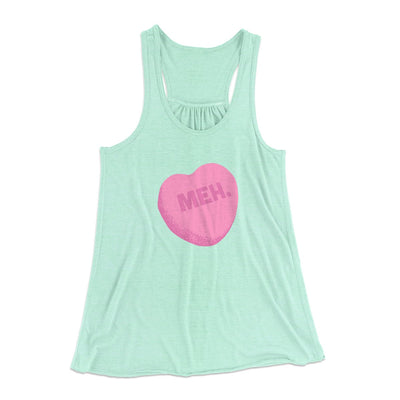 Meh. Candy Heart Funny Women's Flowey Tank Top Mint | Funny Shirt from Famous In Real Life