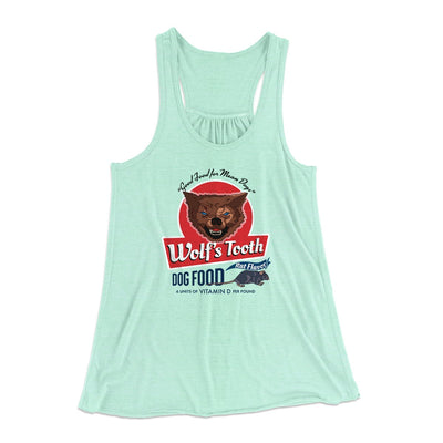 Wolf's Tooth Dog Food Women's Flowey Tank Top Mint | Funny Shirt from Famous In Real Life
