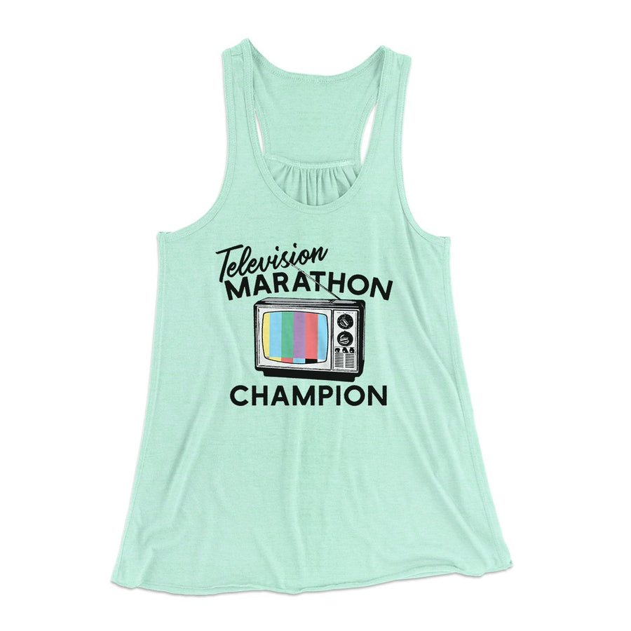 Television Marathon Champion Funny Women's Flowey Tank Top | Funny Shirt from Famous In Real Life