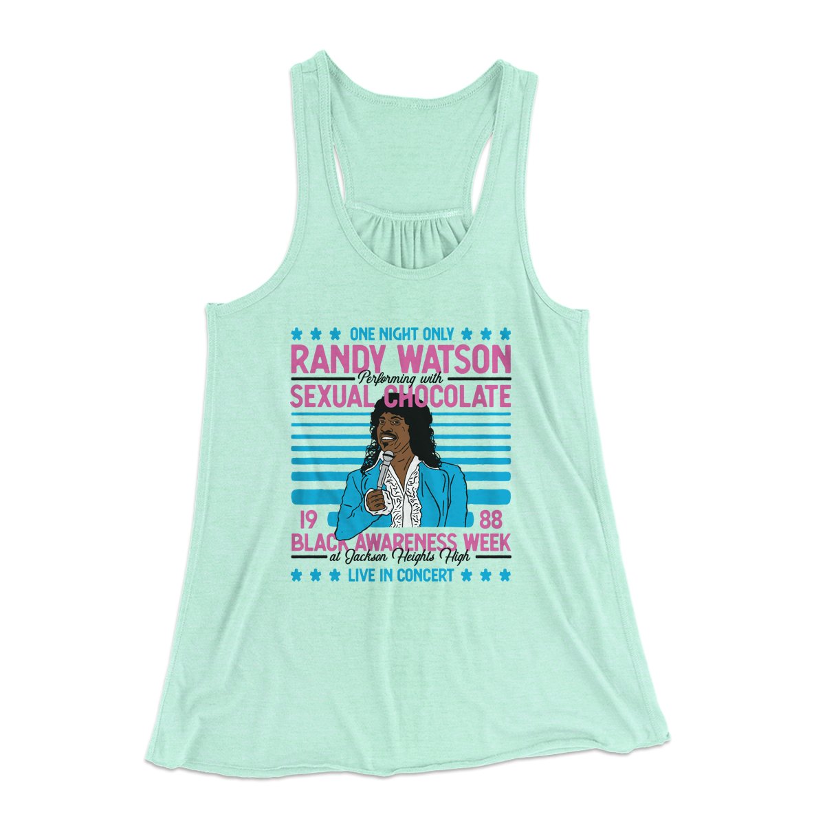 Randy Watson Sexual Chocolate Women's Flowey Tank Top Mint | Funny Shirt from Famous In Real Life