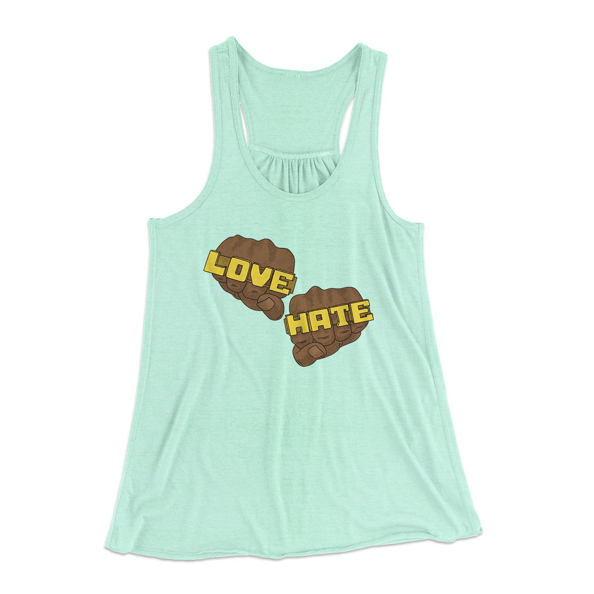 Love Hate Women's Flowey Tank Top Mint | Funny Shirt from Famous In Real Life