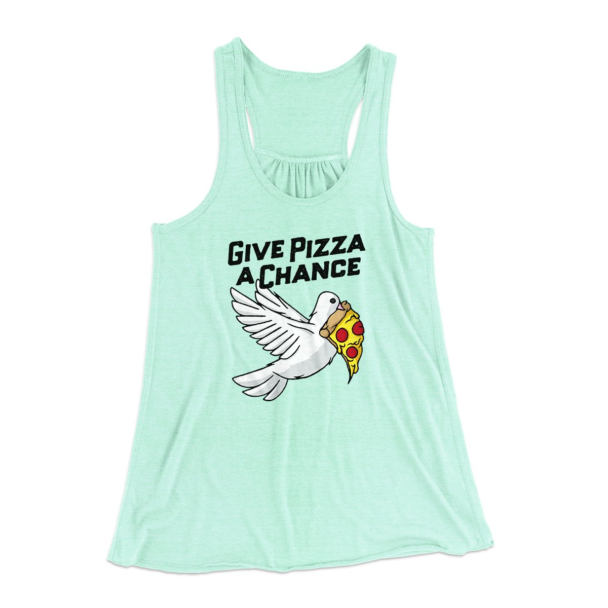 Give Pizza A Chance Women's Flowey Tank Top | Funny Shirt from Famous In Real Life