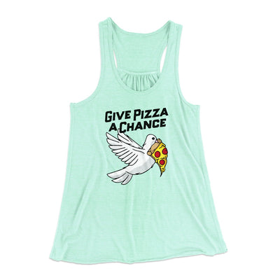 Give Pizza A Chance Women's Flowey Tank Top Mint | Funny Shirt from Famous In Real Life