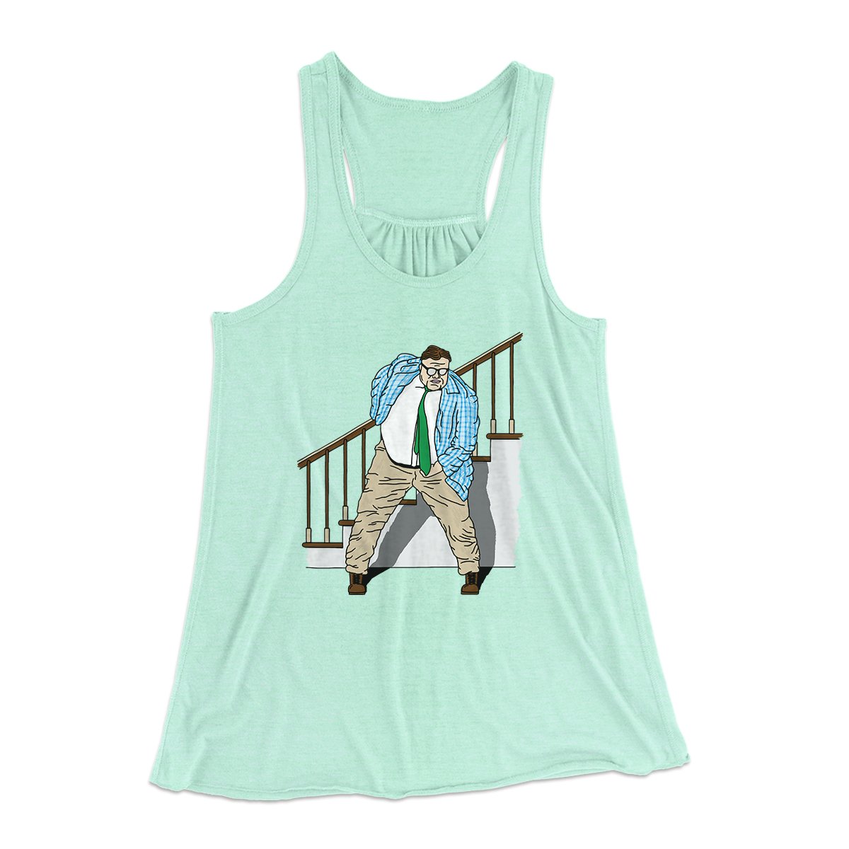 Matt Foley Motivational Speaker Women's Flowey Tank Top Mint | Funny Shirt from Famous In Real Life