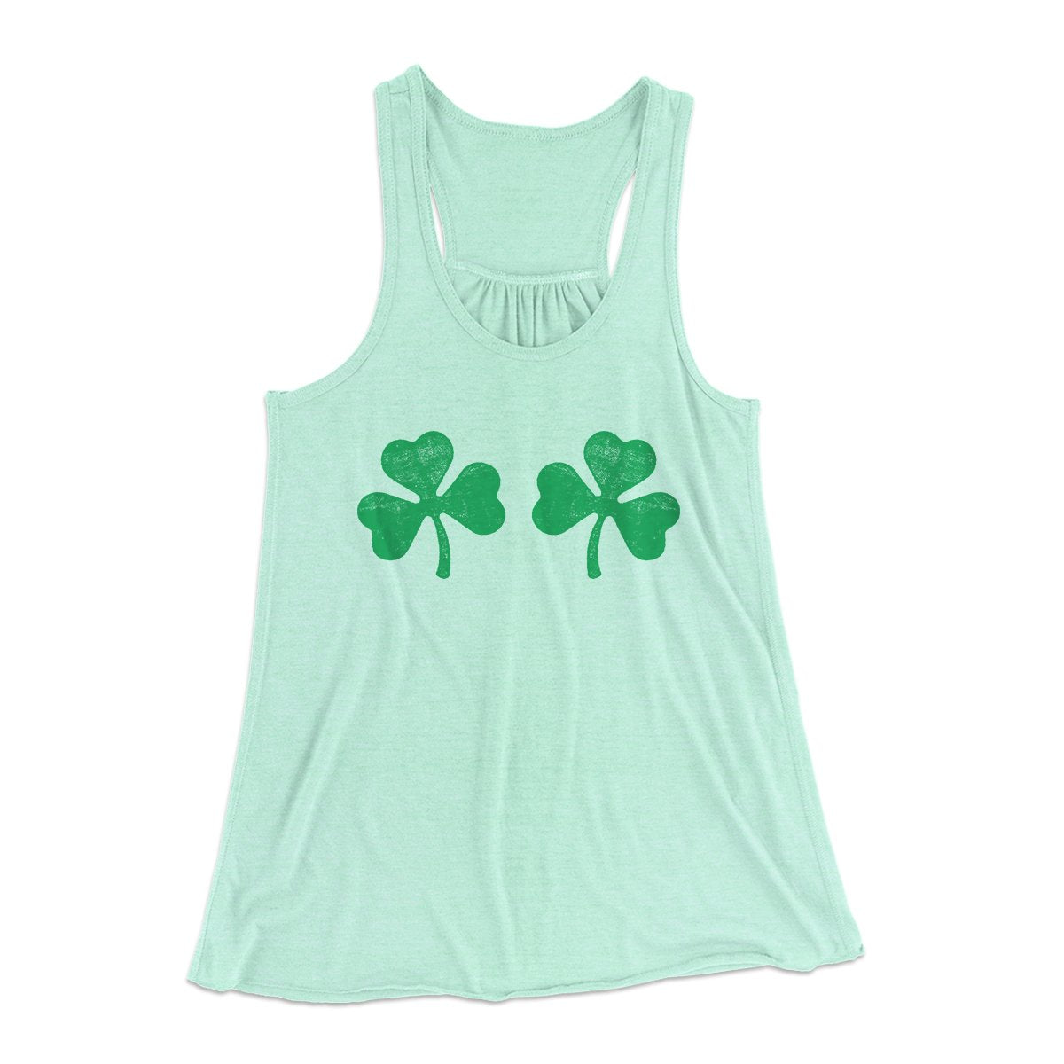 Shamrock Bra Women's Flowey Tank Top Mint | Funny Shirt from Famous In Real Life