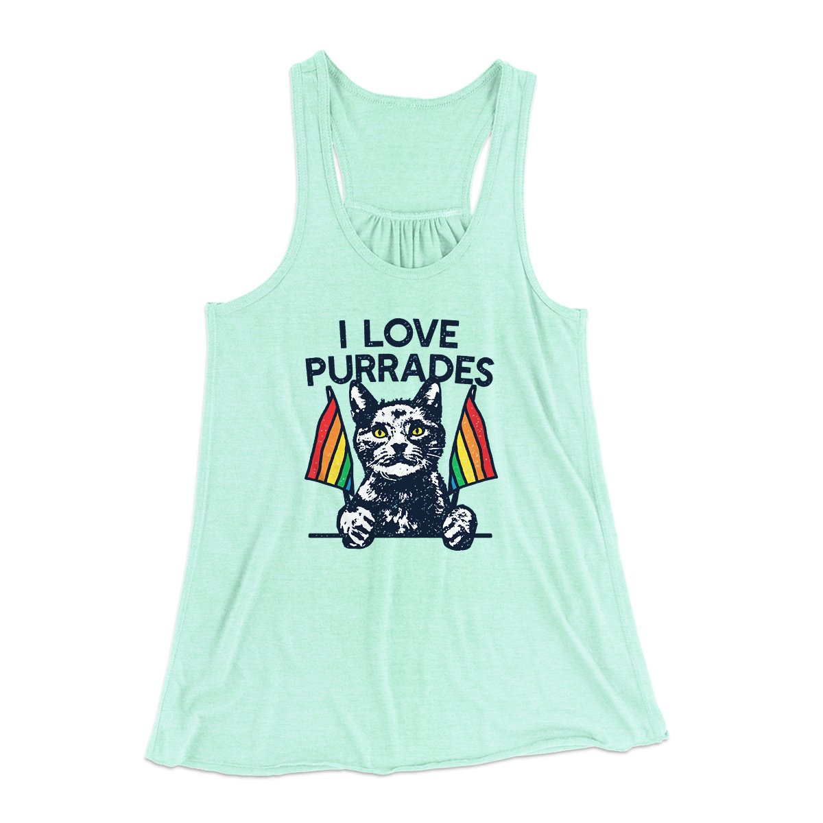I Love Purrades Women's Flowey Tank Top Mint | Funny Shirt from Famous In Real Life