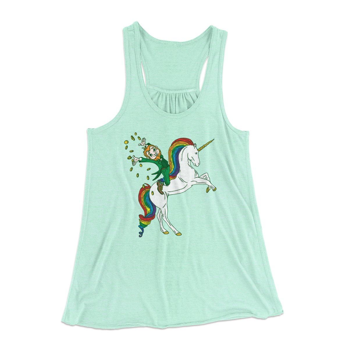 Leprechaun Unicorn Jockey Women's Flowey Tank Top | Funny Shirt from Famous In Real Life