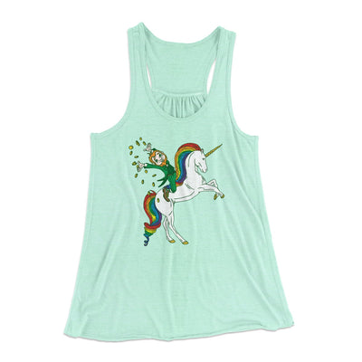 Leprechaun Unicorn Jockey Women's Flowey Tank Top Mint | Funny Shirt from Famous In Real Life