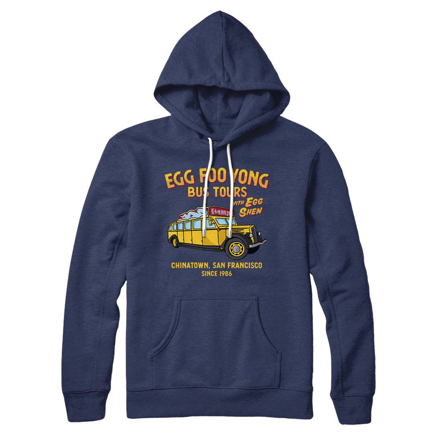 Egg Foo Yong Bus Tours Hoodie Navy | Funny Shirt from Famous In Real Life