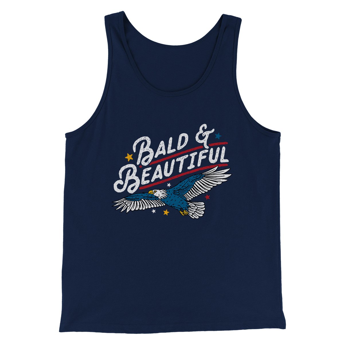 Bald & Beautiful Men/Unisex Tank Navy | Funny Shirt from Famous In Real Life