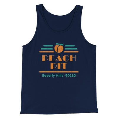 Peach Pit Diner Men/Unisex Tank Navy | Funny Shirt from Famous In Real Life
